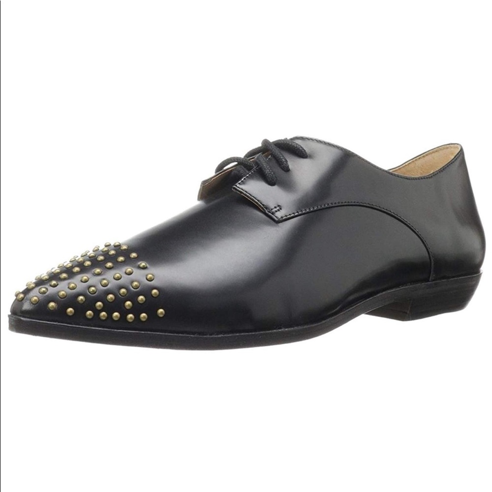 Genuine Leather Studded Cap Toe Boyfriend Loafers